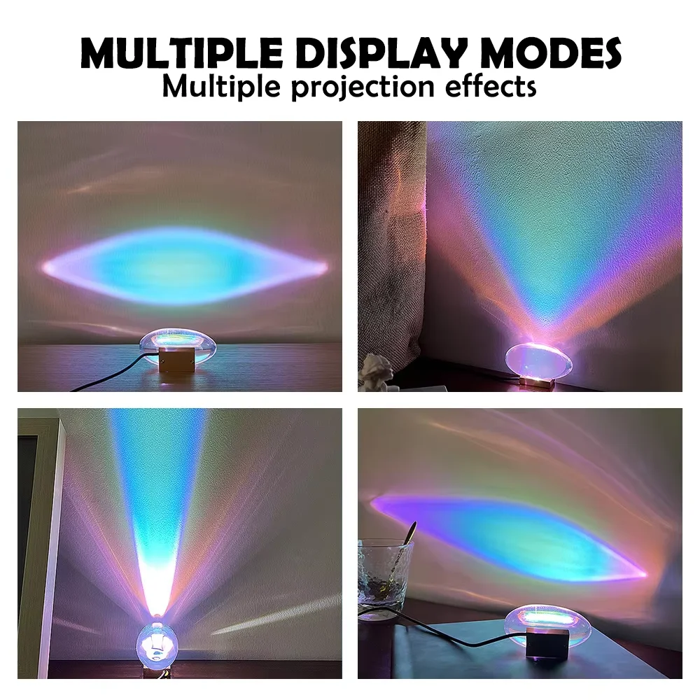 Angel Eyes Projection Night Light Colorful Crystal Lamp Sunset Table Lamp Atmosphere Night Light for Bedroom Living Room Party