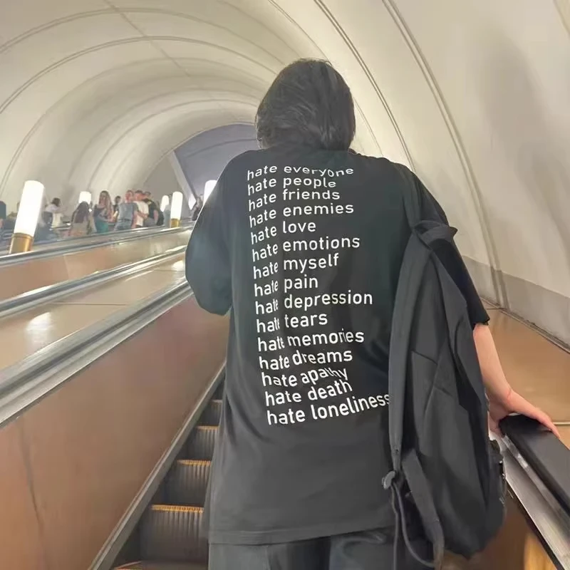 

Футболка для студентов университета Mental State THE Hate унисекс для мужчин и женщин, летняя модная брендовая футболка с короткими рукавами, роскошная повседневная уличная одежда