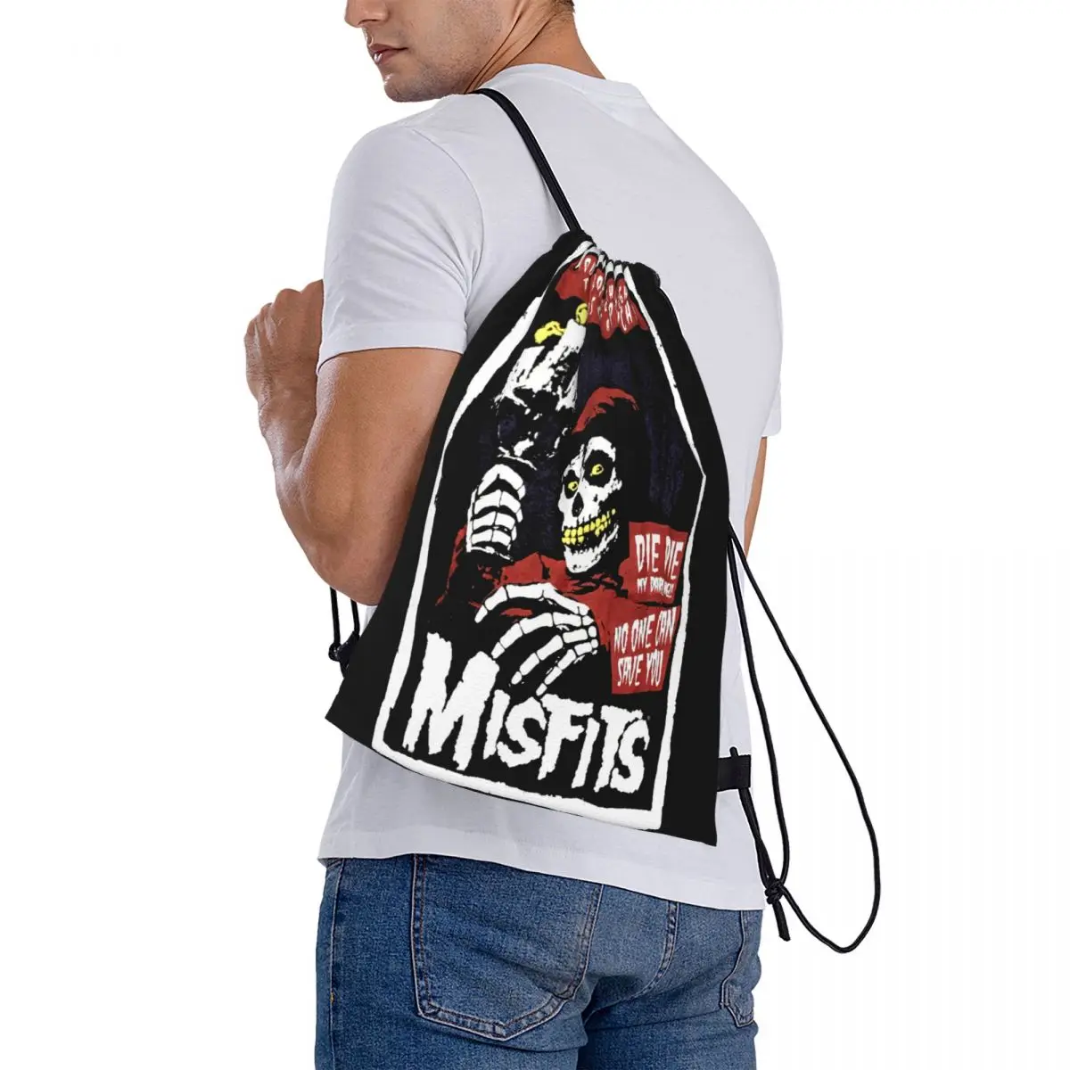 The Misfits Band Casual Child Cool Anime Drawstring Bag Backpack bag drawstring bag backpack bag training