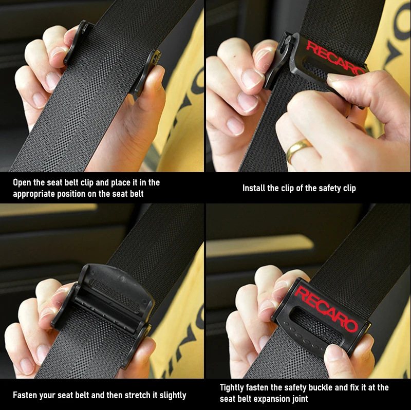 Adjustable Car Logo Safety Belt Stopper Buckle Clip Seat Belt Fixing Limiter Clips Auto Interior Accessories For Recaro view 6