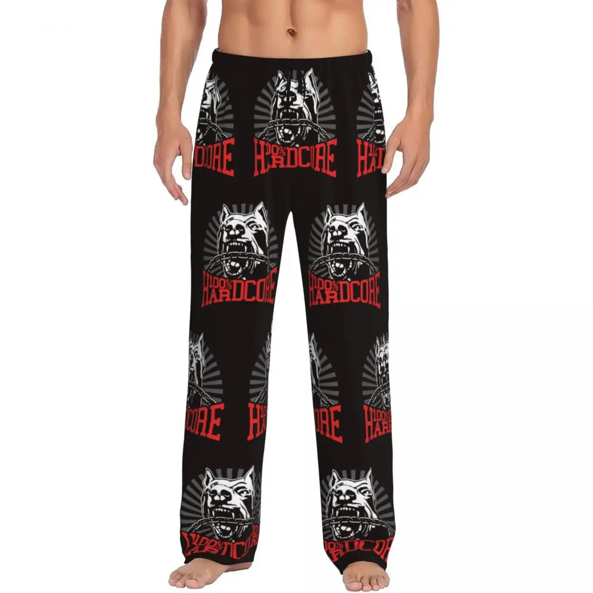 

Custom H-Hardcores Dog Music Pajama Pants Sleepwear for Men Elastic Waistband Music Festival Sleep Lounge Bottoms with Pockets