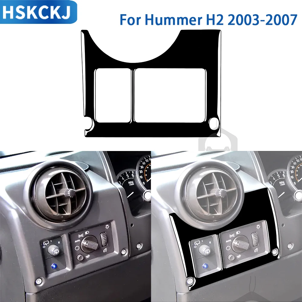 For Hummer H2 2003-2007 Accessories Piano Black Plasti Car Interior Headlight Switch Panel Trim Stickers Decoration