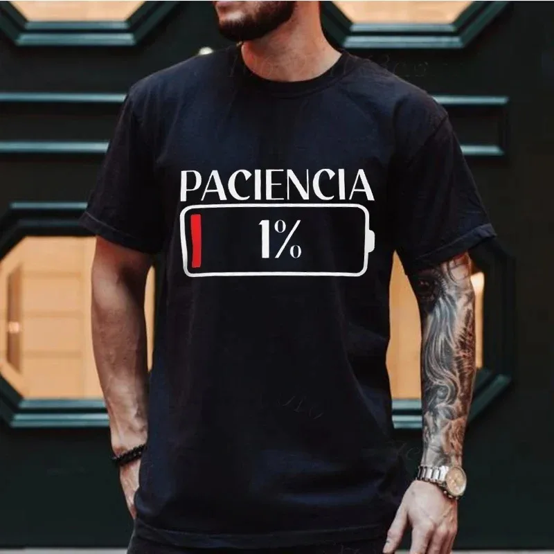 Nueva camiseta de paciencia 1% camiseta de Humor español pareja regalo camisa de manga corta de talla grande suave cuello redondo camiseta de mujer