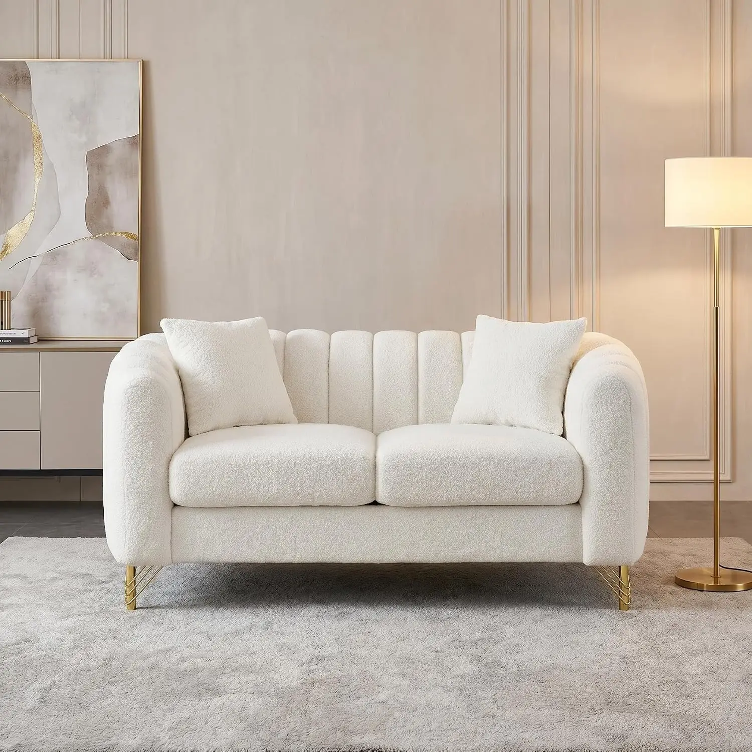 61.5" Chenille Loveseat with Tufted Backrest, Customized