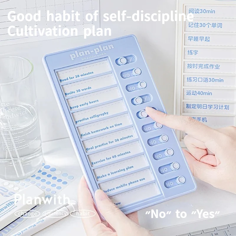 1Pc Sliding Switch Task Tracker Board Good Habit Planner & Daily Goal Progress Board for Kids Adults Self-disciplined To Do List