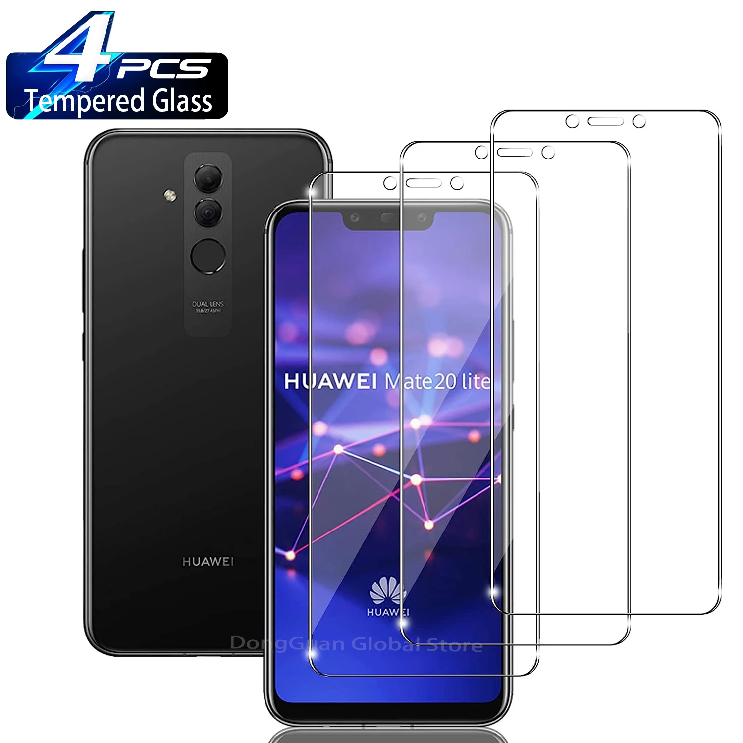 

2/4Pcs High Auminum Tempered Glass For Huawei Mate 20 Lite Screen Protector Glass Film