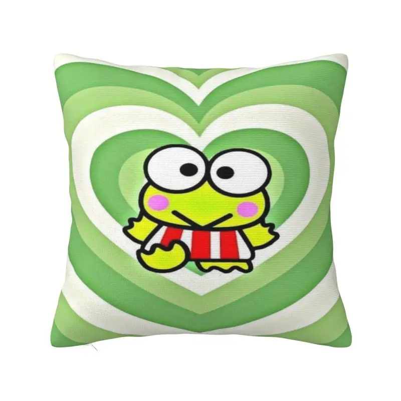 Custom Modern Keroppi Heart Cushion Cover Soft Pillow Case