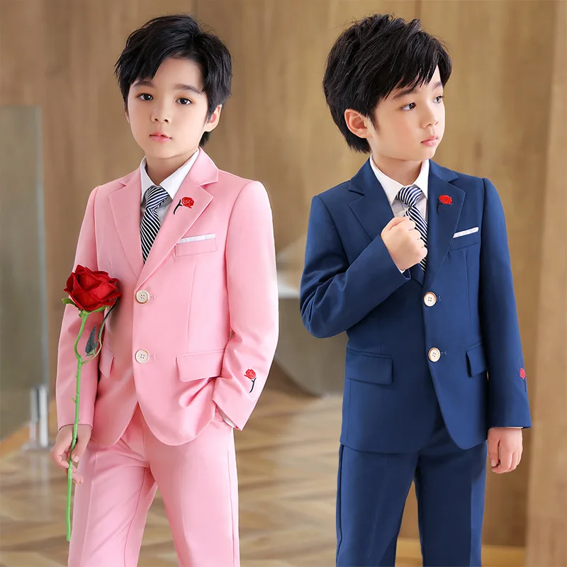 Kids Boys Formal Wedding Suit Prom Party Tuxedo Blazer Children's Day Piano Performance Costume School Uniform 2 4 6 7 8 9 10 T