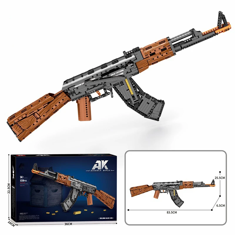 AK47 Assault Rifle Model Bouwstenen Militaire Leger Wapen Schietbare Imitatie Gun Bricks Kinderen Vakantie Geschenken Diy Speelgoed - afbeelding 1