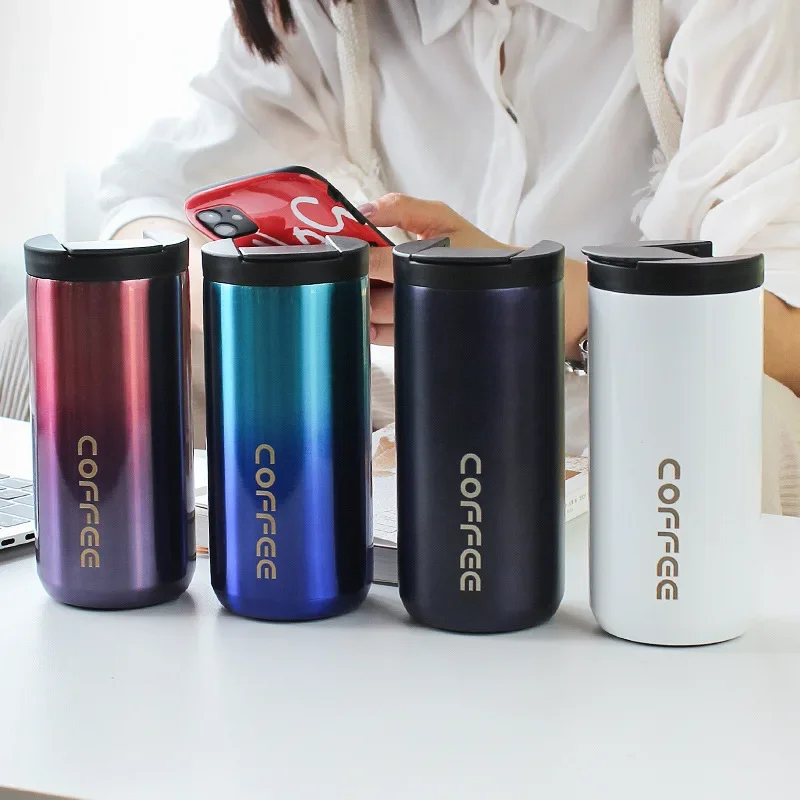 Creative Double Wall Thermal Mug with Lid Stainless Steel Portable Coffee Milk Cup Travel Tea Tumbler Office Water Cup Drinkware