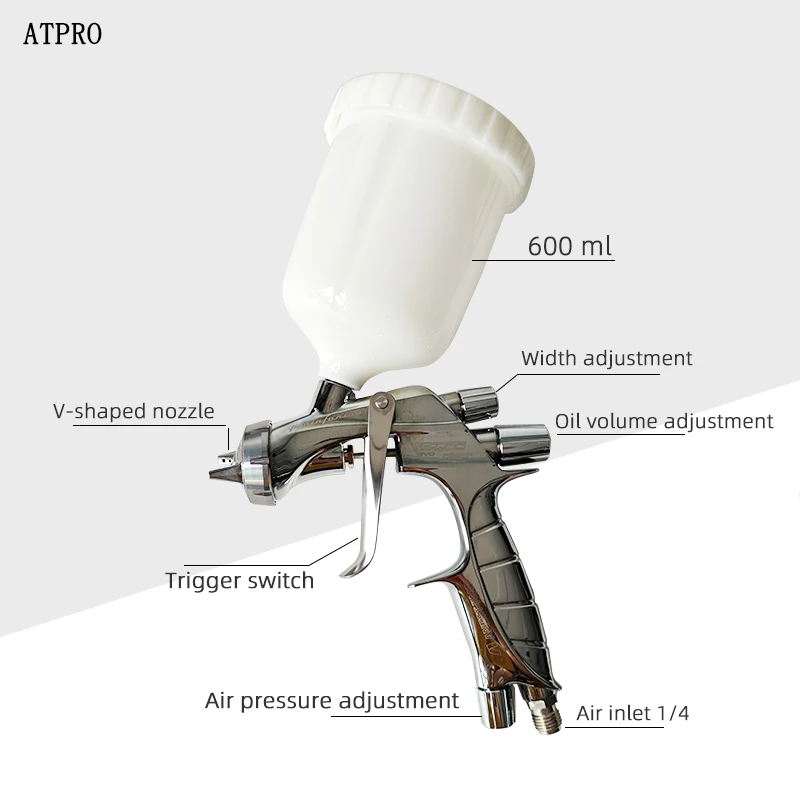 Japanese ANEST IWATA WS400 1301CH Paint Spray Gun Platinum Version Silver Knob 1.3 MM Nozzle V-Type Nozzle