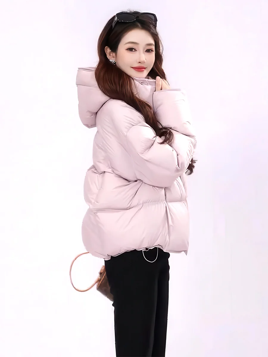 Casual Sle ort 90 blanco Du down Puffer Jaet abrigo de invierno Thiened para mujer con capucha pan Sle ropa de abrigo cálida