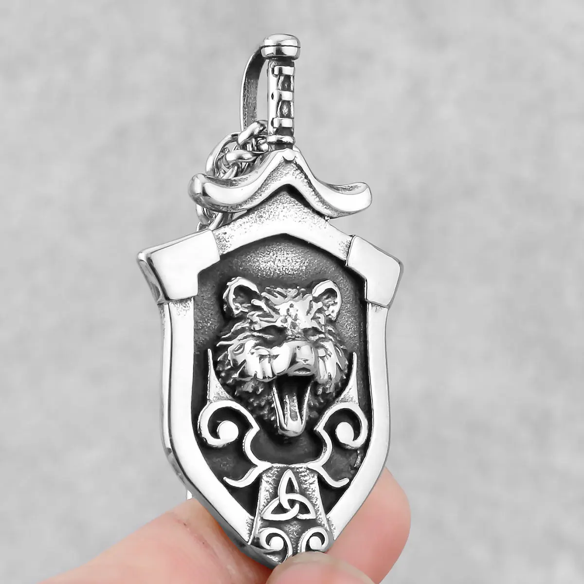 Stainless Steel Viking Vintage Wolf Head Necklace Nordic Men\'s Punk Bear Totem Amulet Pendant Necklace Jewelry Gift Wholesale