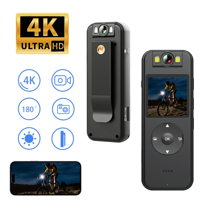 

Ultra high definition 4K mini sports outdoor DV, portable camera with WiFi hotspot, law enforcement recorder, miniature camera