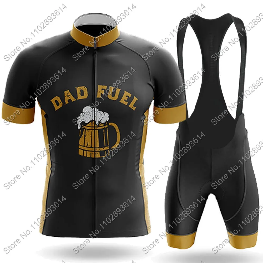 Dad-Fuel 2025 Beer Cycling Jersey Set Old Man Clothing Road Bike Suit Mountain Bicycle Shirt Bib Shorts MTB Ropa Maillot