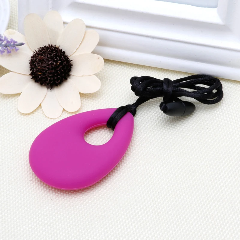 Silicone Teardrop Pendant Baby Teething Necklace Teether Autism Sensory Chewing