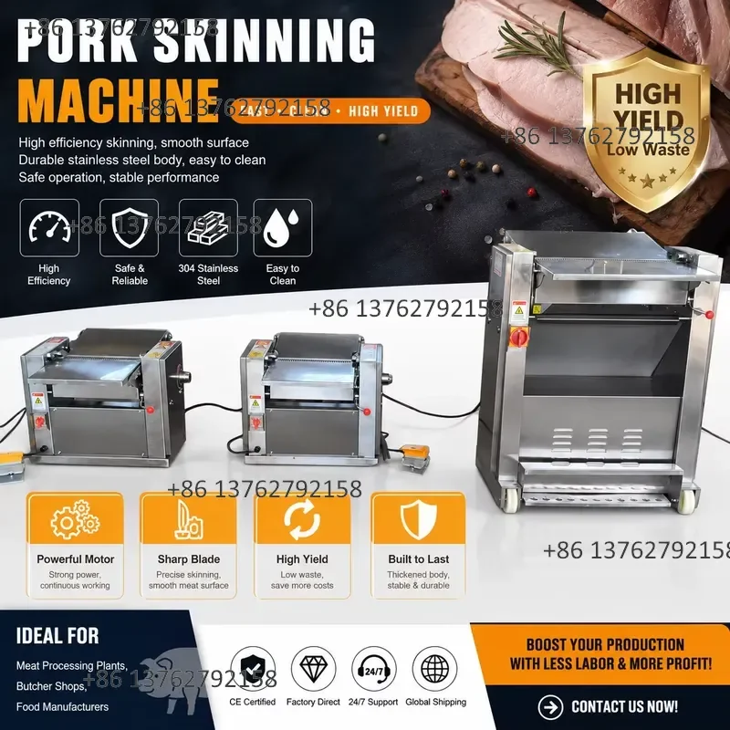 【2026】 New Fully Automatic Stainless Steel Meat Skinning Machine for Pork Belly Ham Bacon Processing with High Efficiency