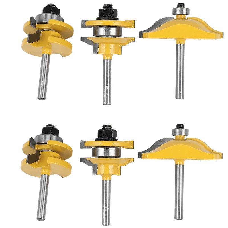 

Promotion! 6Pc 1/4 Shank Raised Panel Cabinet Door Router Bit Set - 3 Bit Ogee Woodworking Cutter Woodworking Router Bits