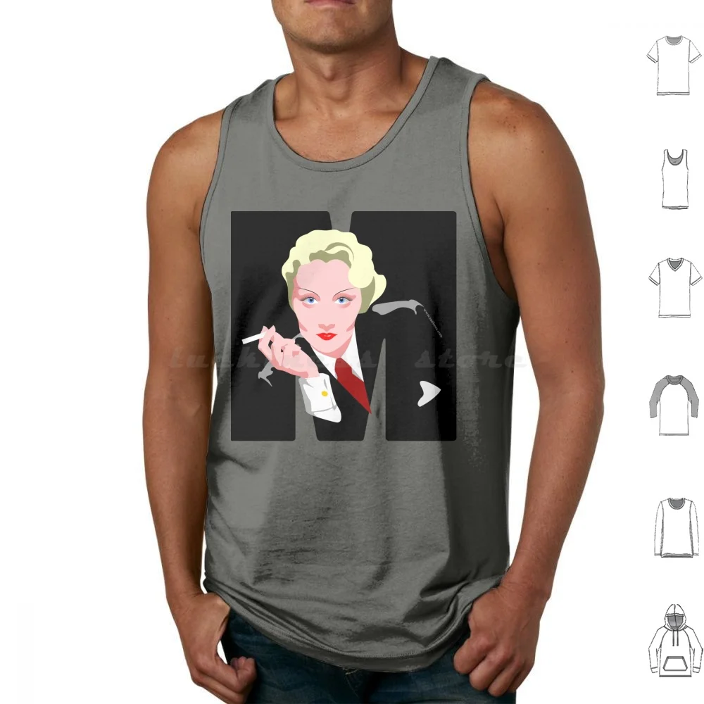 Marlene Tank Tops Print Cotton Marlene Dietrich Diva Star Movies Classic Actress Glamour
