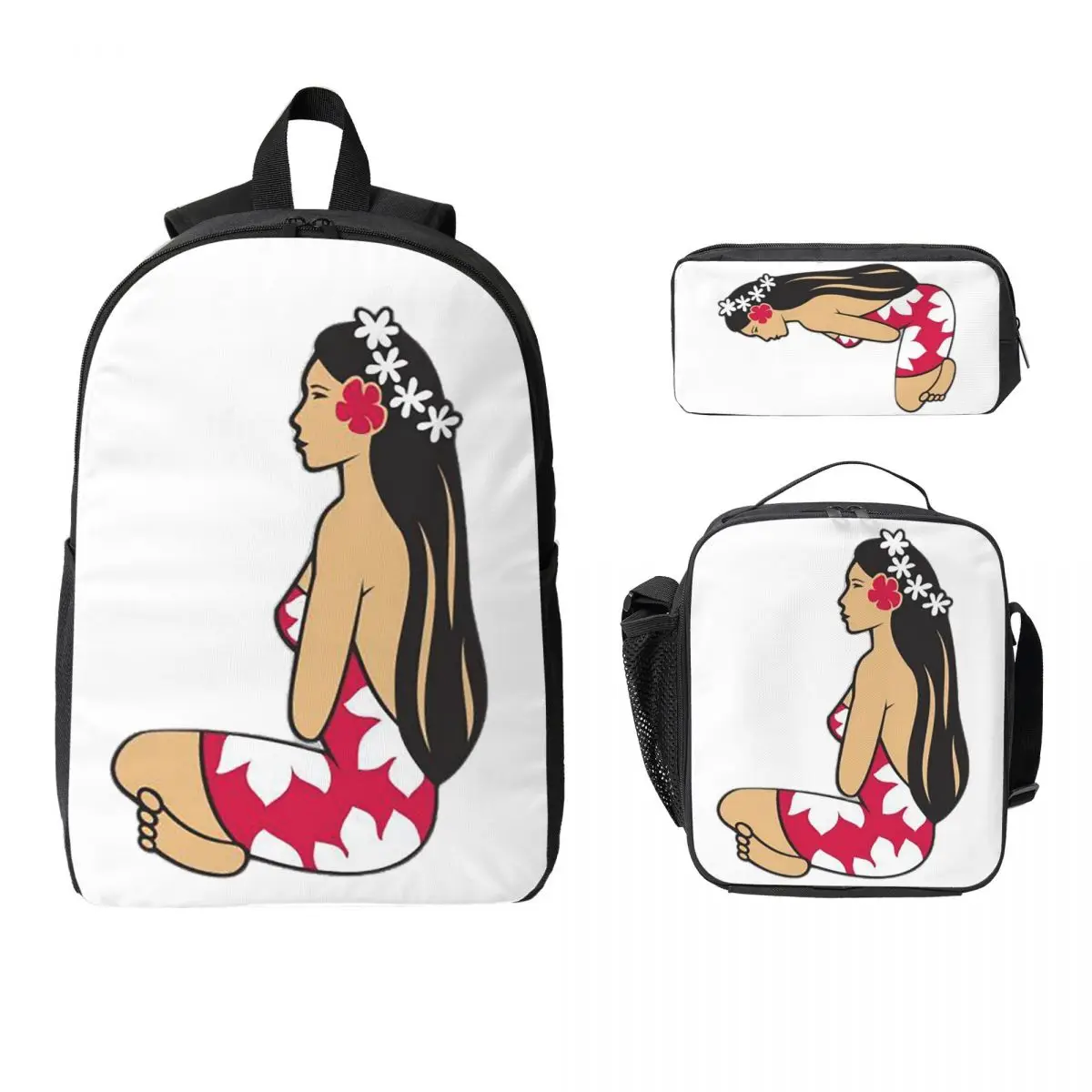 

Hinano Tahiti Backpack Student Boys Girls BookBag School Bag Computer Shoulder Bags 3ps Insulated Lunch Bag Pencil Case