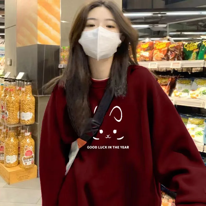 

Толстовки женские с длинным рукавом, топ с разрезом, хипстерский хип-хоп, полумолния, сезонные девушки, дымчатый реглан, красный, с v-образным вырезом, индивидуальные Ins