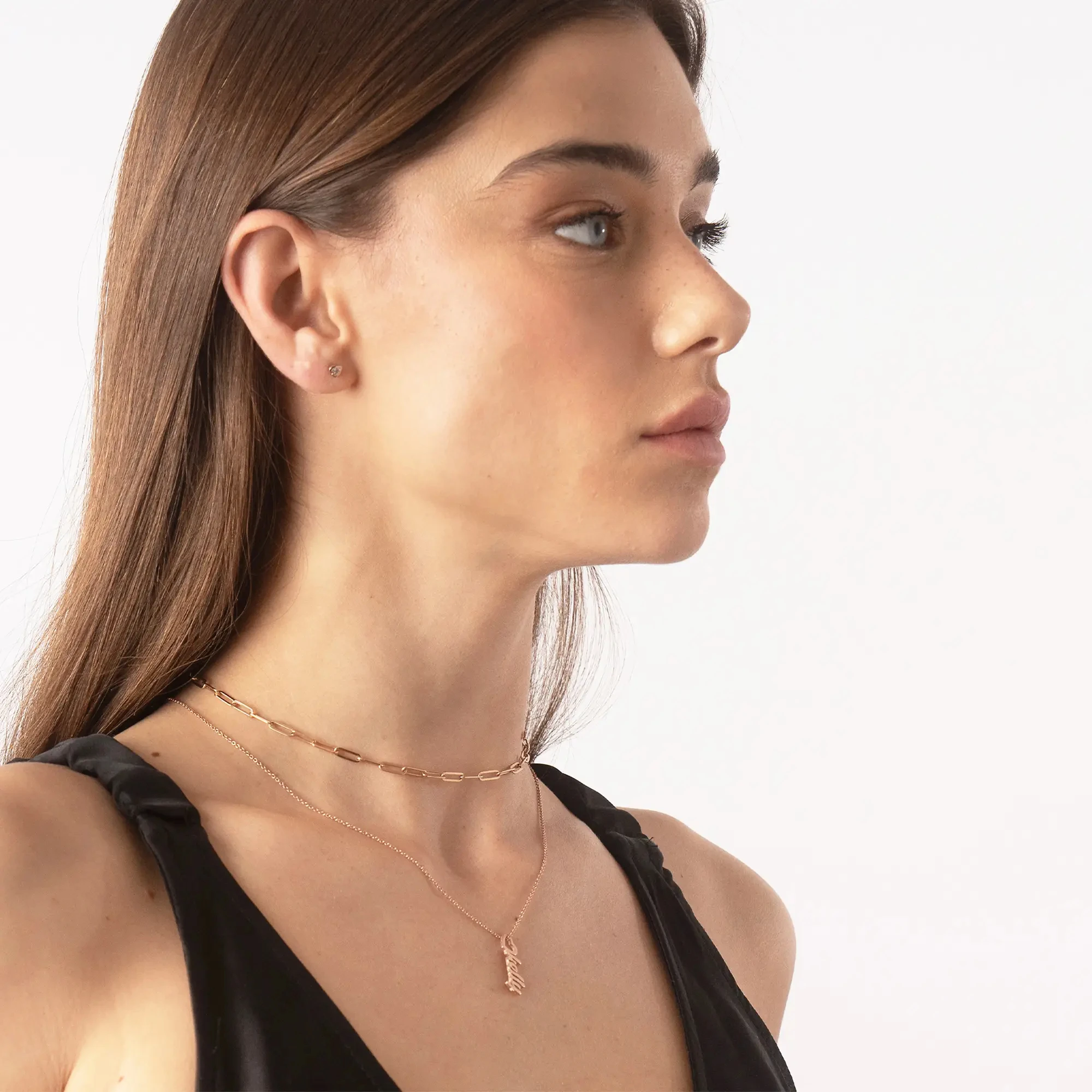 Custom Love Name Necklace Heart Drop Vertical Nameplated Necklaces For Women Multiple Names Choker Stainless Steel Jewelry - view 4