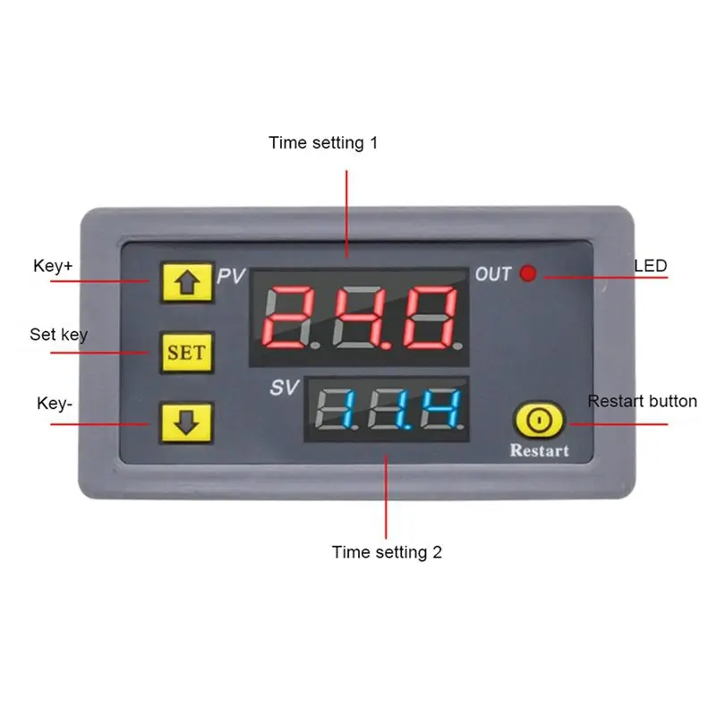 A79I 3X Digital Time Delay Relay LED Display Cycle Timer Control Switch Adjustable Timing Relay Time Delay Switch DC12V