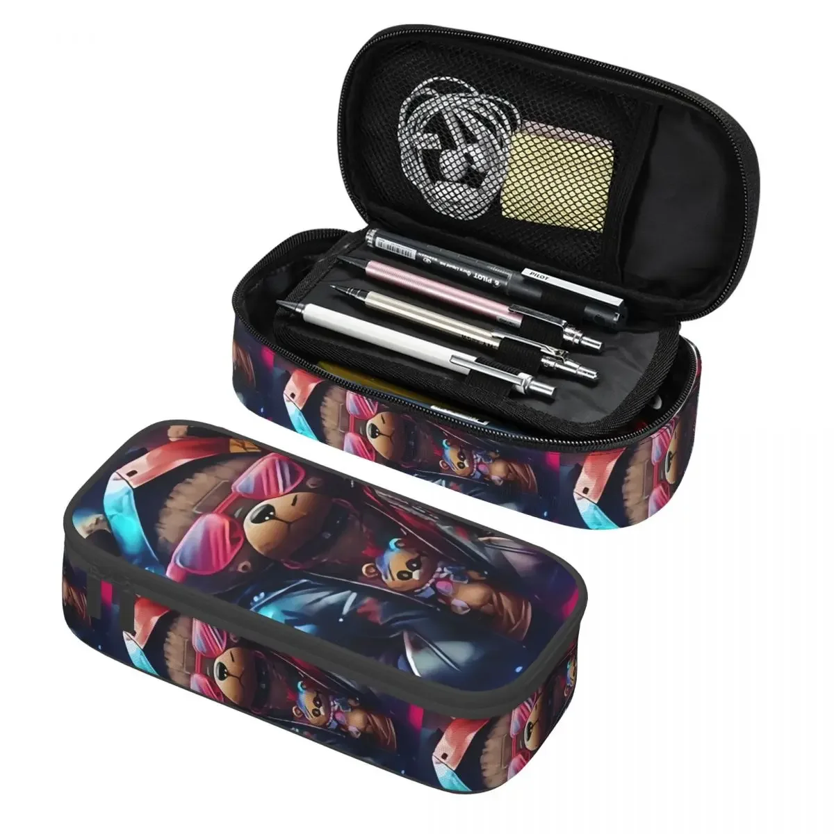 

Роскошный высокий модный пенал с граффити и медведем Kawaii для девочек и мальчиков, большая вместительная оригинальная сумка-карандаш, школьные принадлежности