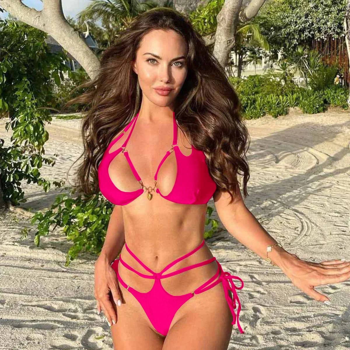 2024 Fasciatura Bikini Set Costume da bagno donna Sexy Nuova vita alta Slipt Costumi da bagno Lady Costume da bagno Vacanza Beachwear Abbigliamento femminile