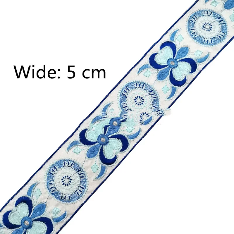 Flower Embroidered Webbing for Clothing, Sewing Lace Ribbon, 1 Yards