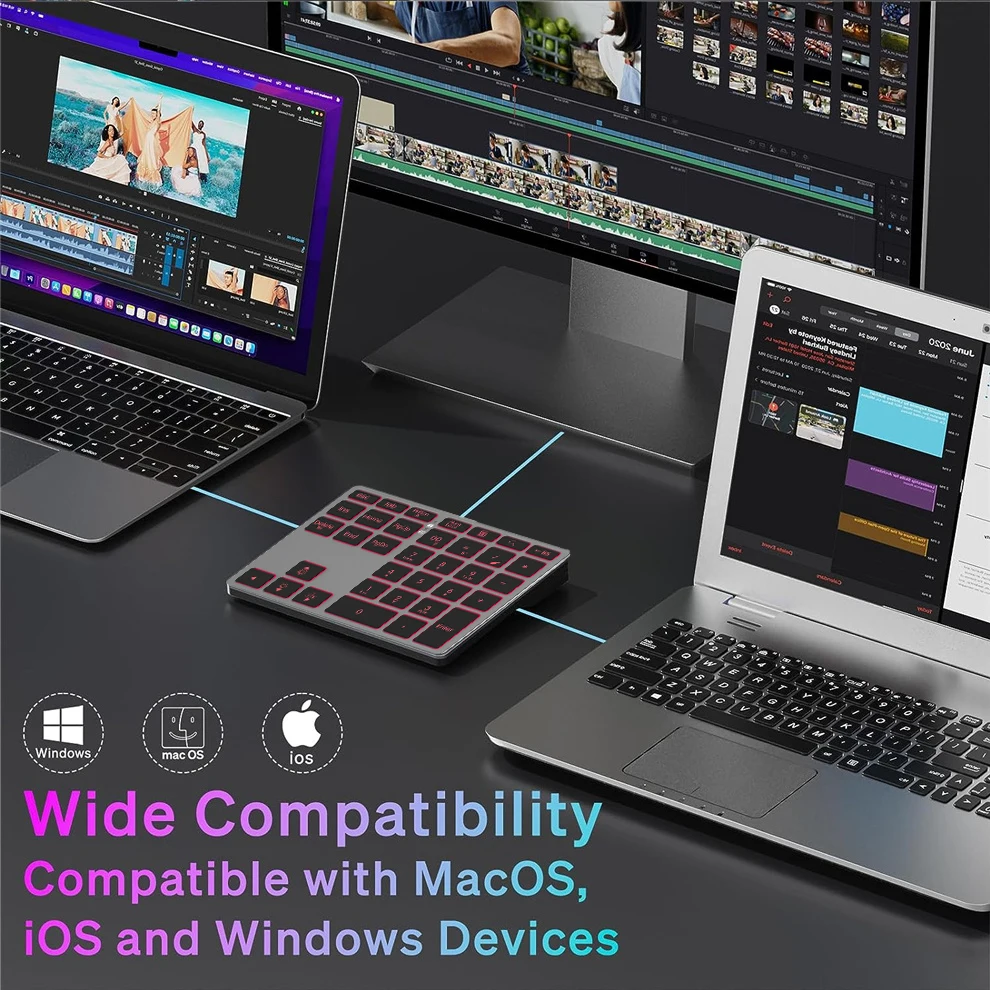 BOW 2.4G Wireless Numeric Keypad Bluetooth Number Keypad for Laptops Tablets Dual Mode Number pad 34 Keys