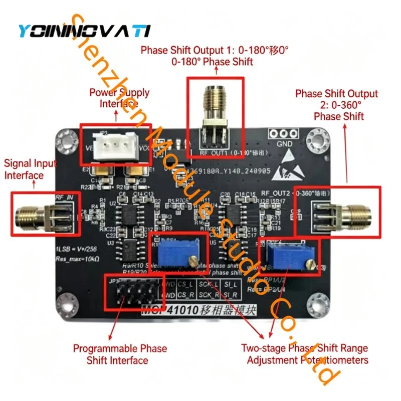 MCP41010 Digital Phase Shifter Module, 0-360° Adjustable Phase Shift, Optional Potentiometer Phase Regulation