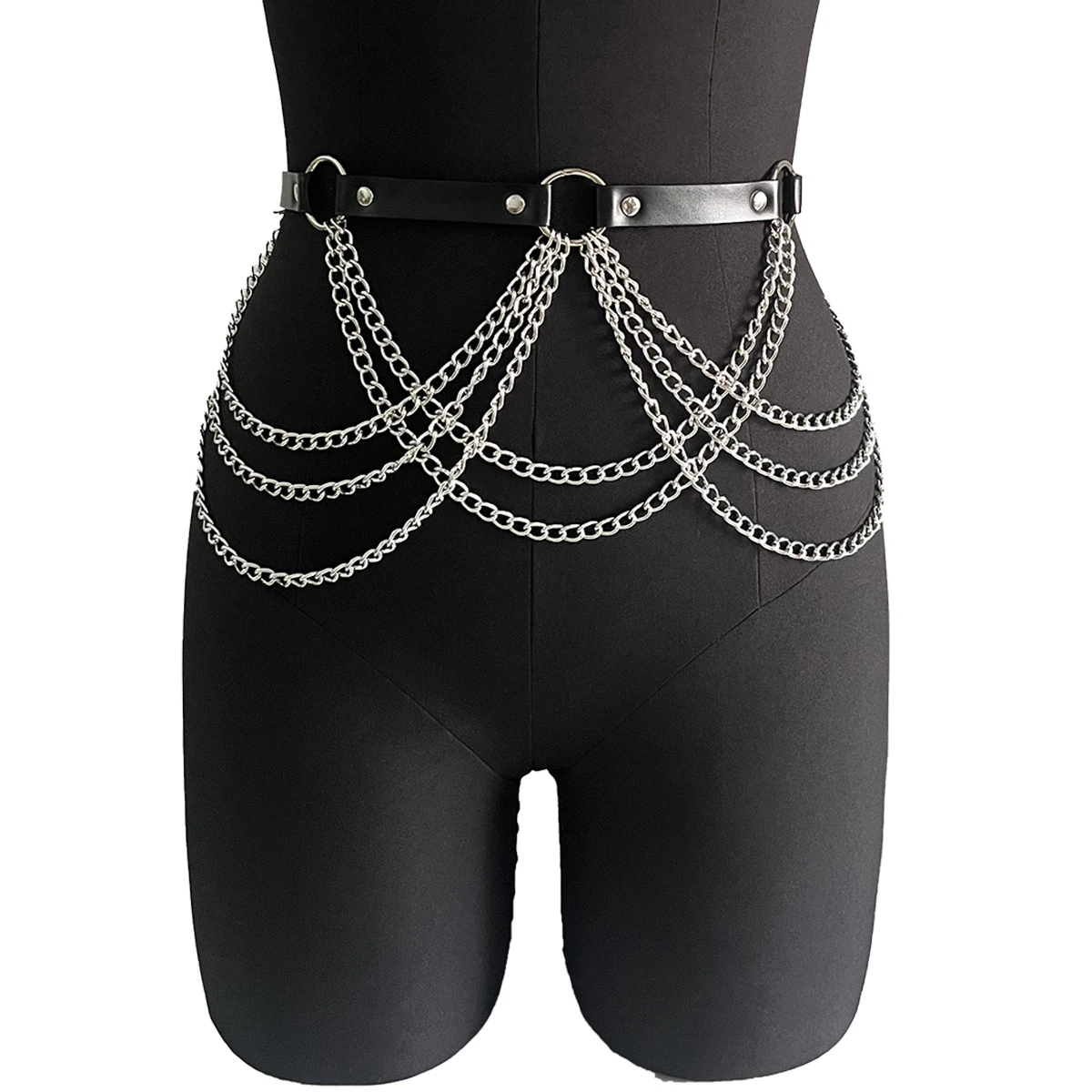 Damen Mode PU-Leder Gürtel Street-Style Verstellbarer Strumpfhalter Cooler Punk Gothic Exotischer Bein-Jeans-Gürtel Dekoratives Accessoire