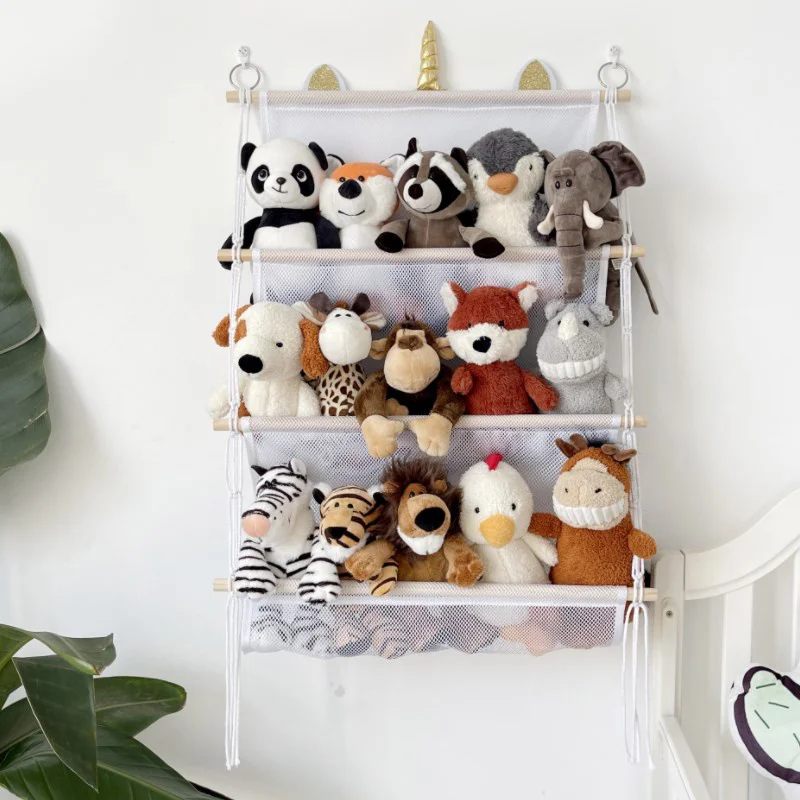 1/2/3 Layers Bohemian Wall Hanging Plush Toy Organizer Space Saving For Bedroom Capable Of Holding Multiple Stuff Home Storage