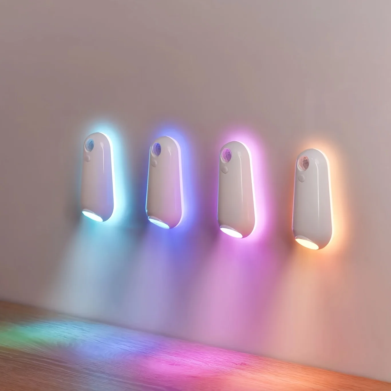 USB Rechargeable LED Motion Sensor Light | 1pc | 8 Color Changing, Adjustable Brightness | Indoor Motion Sensor Lights for Stair