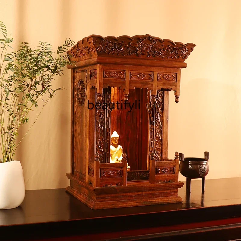 Chinese-style solid wood Buddhist niche cabinet can be hung on the wall, incense table, shrine temple hall offering tabl