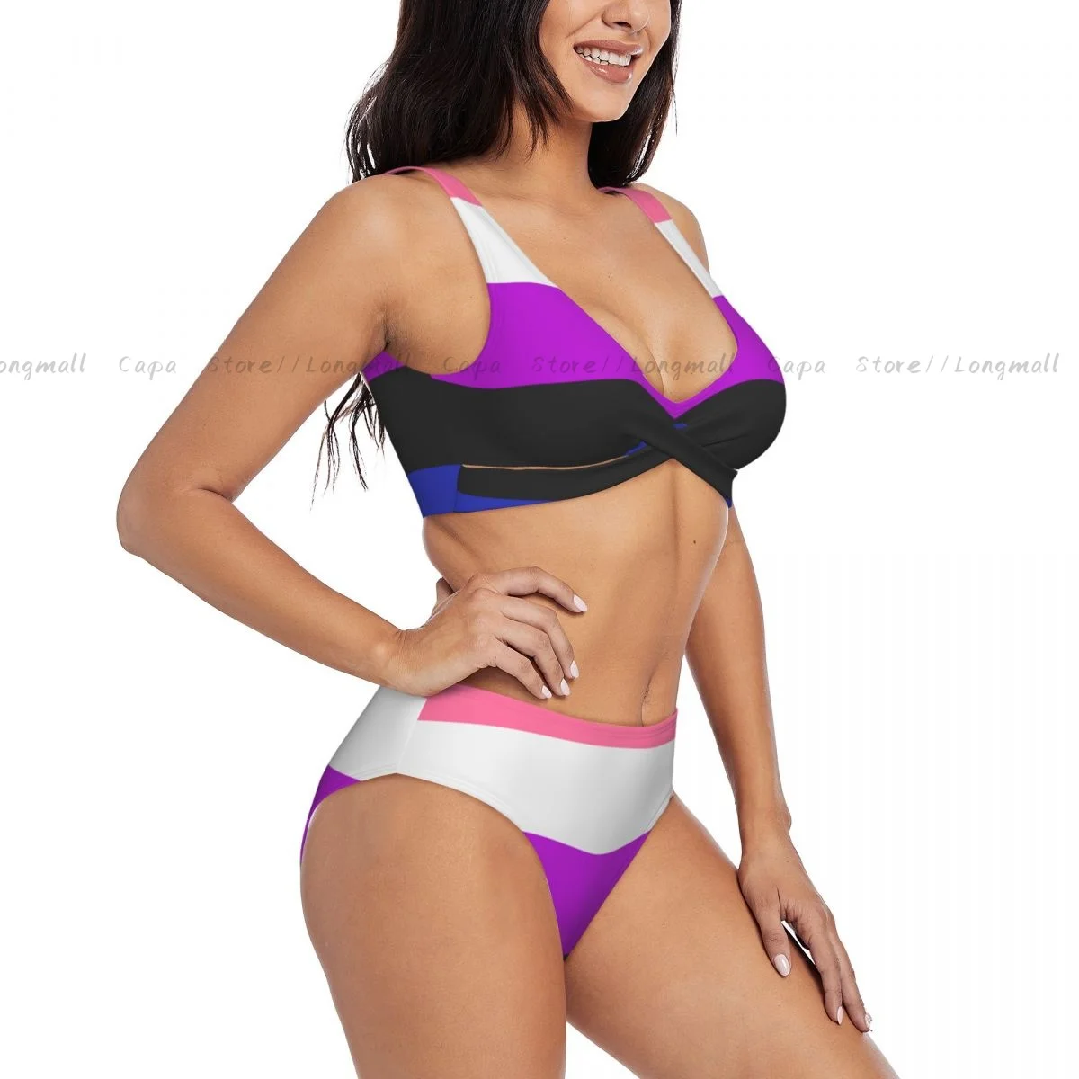 

Сексуальный комплект бикини Genderfluid Pride Flag, купальник, женский купальник из двух предметов, пляжная одежда, женские купальные костюмы