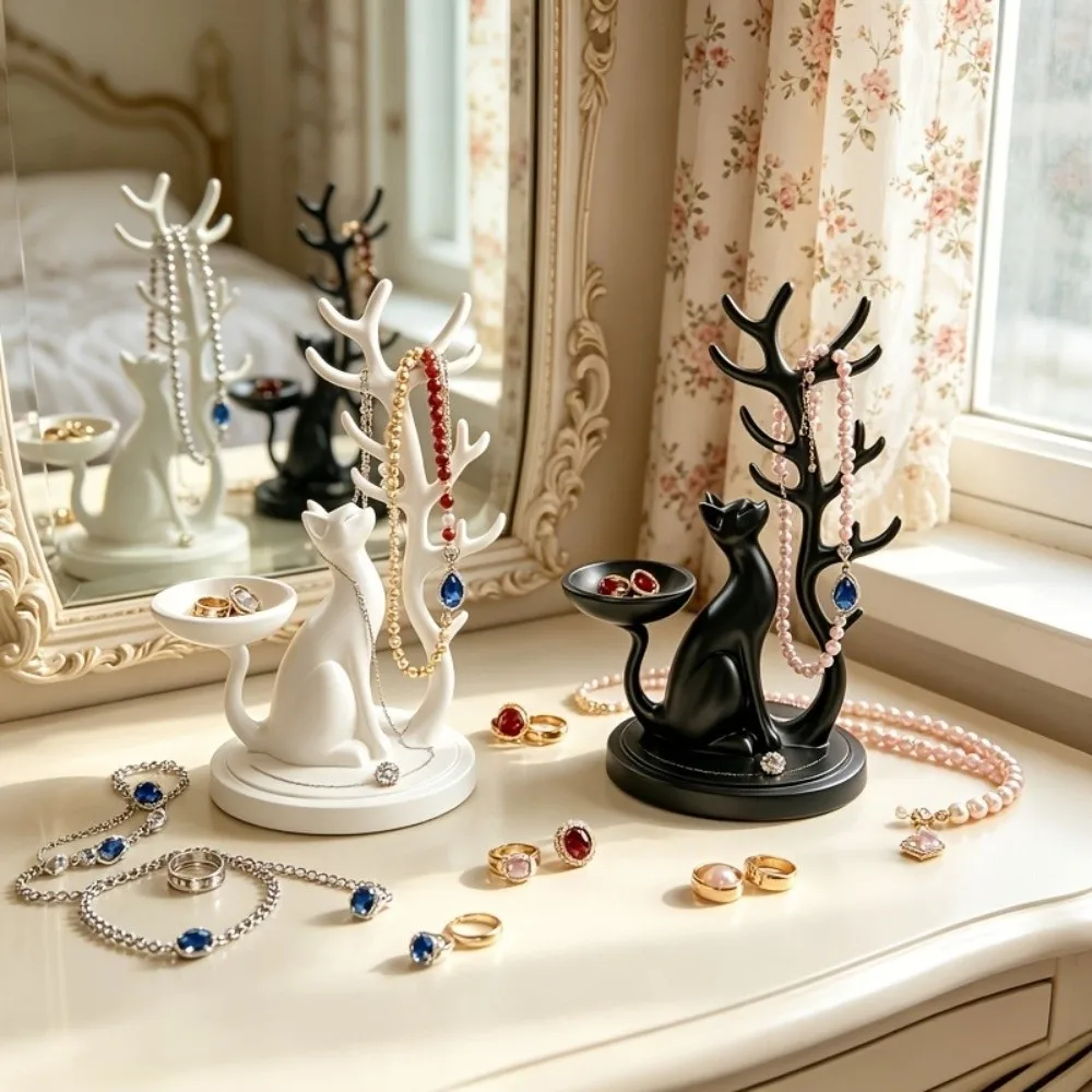 3D Printed Cat Jewelry Tray Desk Organizer Creative Tree Shaped Jewelry Stand Decorations Unique Multifunctional Storage Holder