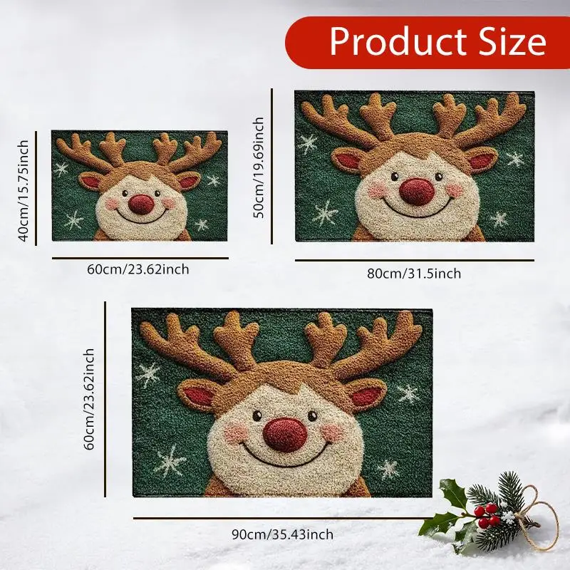 Christmas Door Mat Lovely Fat Reindeer Outdoor And Indoor Carpet Non-Slip Foot Mat 2026 New Year Merry Christmas Home Decor