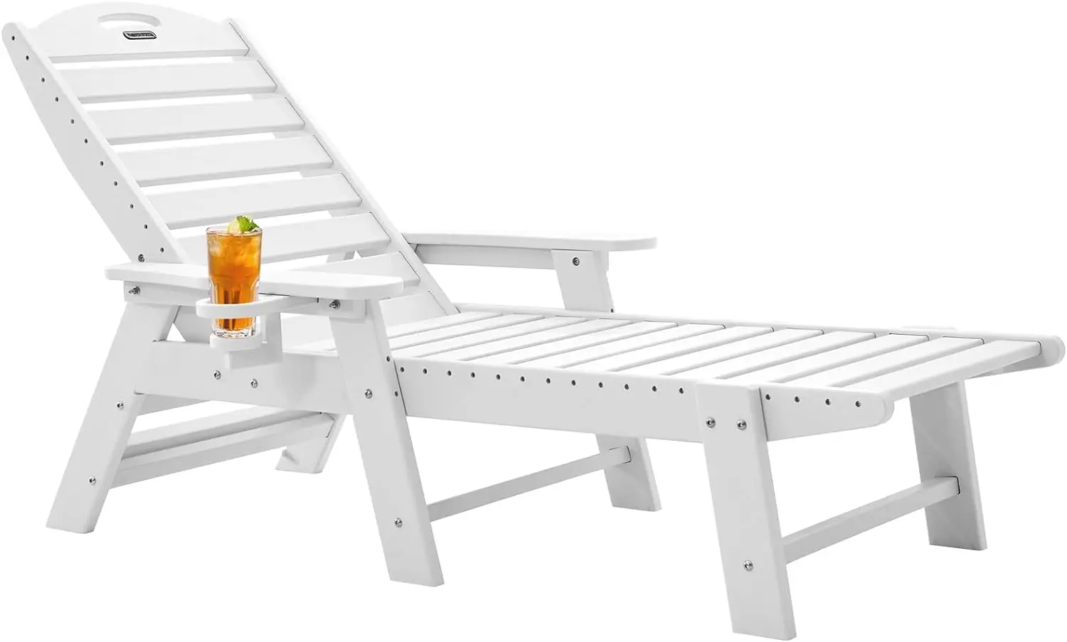 

Patio Lounge Chairs for Outside, Chaise Lounge Chair with 6 Positions, HDPE Lounge Chair with Cup Holder Easy Assembly