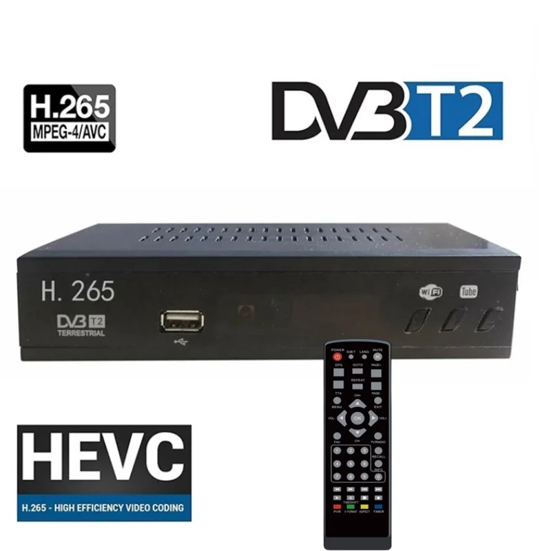 

DVB T2 HEVC 265 Digital TV Tuner DVB-T2 H.265 1080P HD Decoder USB Terrestrial TV Receiver EPG Set Top Box For European