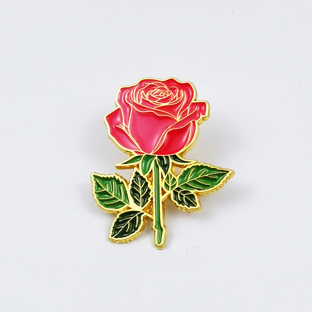 Graceful Floral Badge Brooch Pins Cartoon Rose Flower Lily Peony Flower Lily Enamel Collar Lapel Pin Accessory Costume Ornament