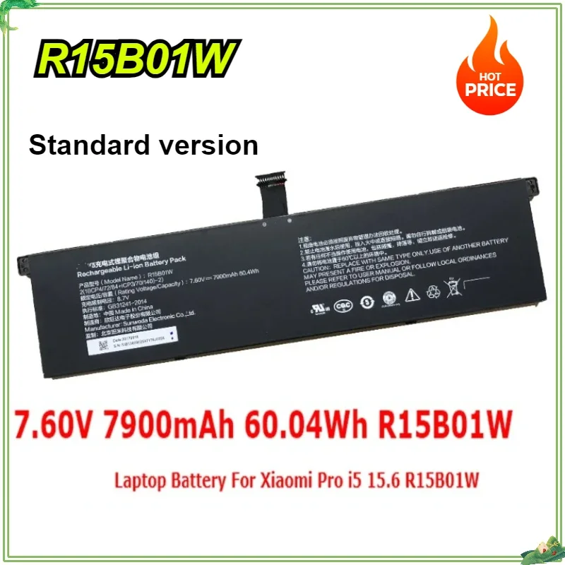 

R15B01W New Laptop Battery for Xiaomi Pro I5 15.6 Inch R15BO1W TM1701 171501-AQ 7.6V 7900mAh /6900mAh