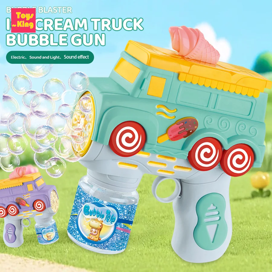 Electric Handheld Ice Cream Truck Bubble Machine Soap Blowing Bubble Lights Sound Ghildren's Toys Outdoor Party Wedding Game