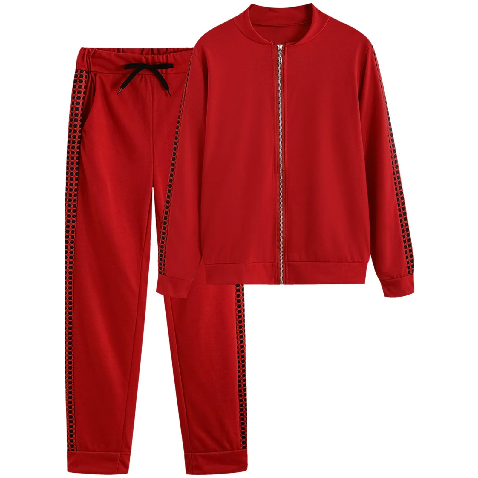 Women\'S Sports Set Zipper Jackets Long Sleeve Sweatshirt And Drawstring Sweatpants Suit 2024 Women Fall Spring Tracksuit