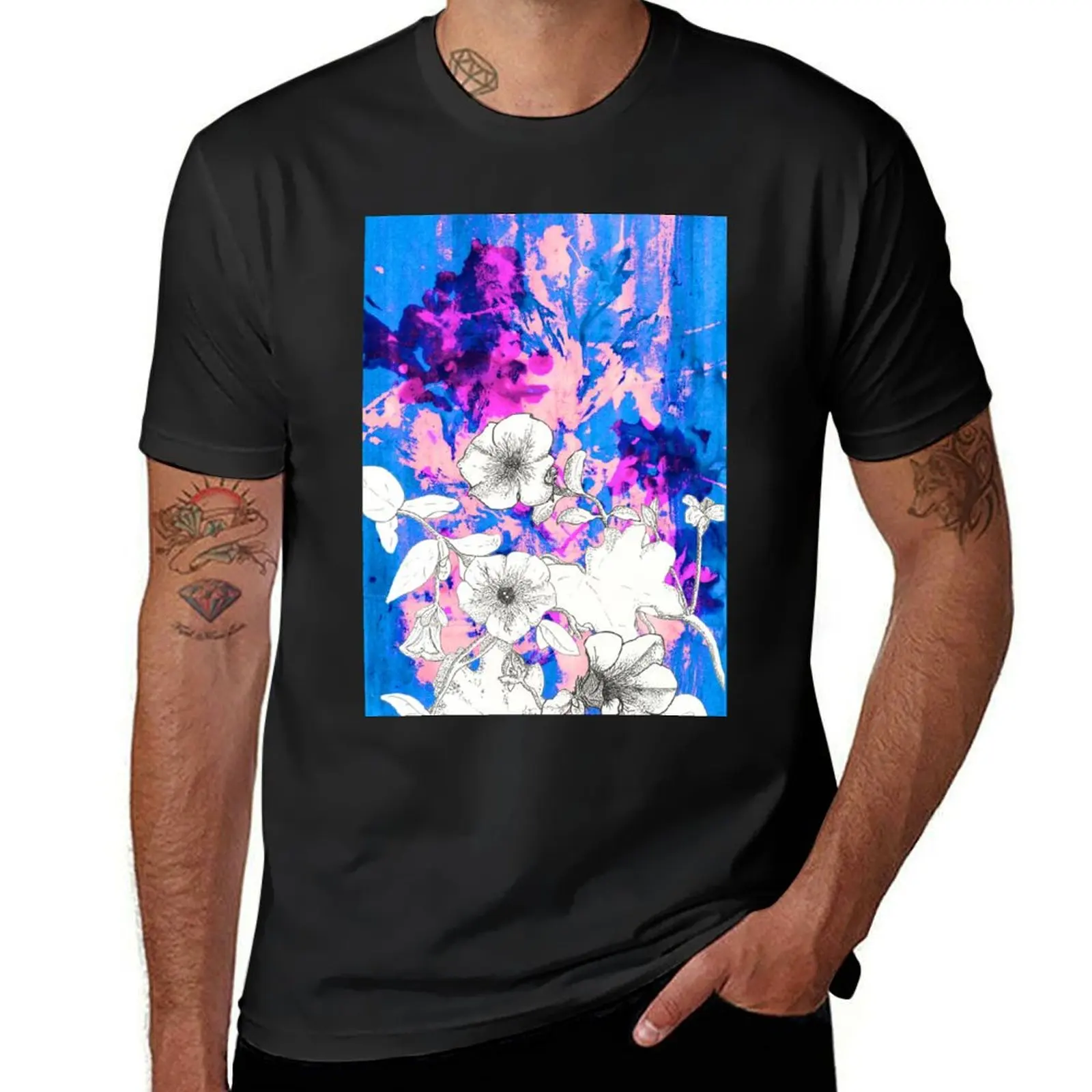 

hallucinogenic blooms T-Shirt customs oversizeds boys animal print fitted t shirts for men