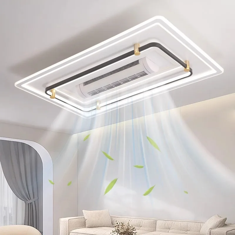 Indoor Living Room Bedroom Acrylic Modern Bladeless Inverter Ceiling Fan with Light and Remote Control