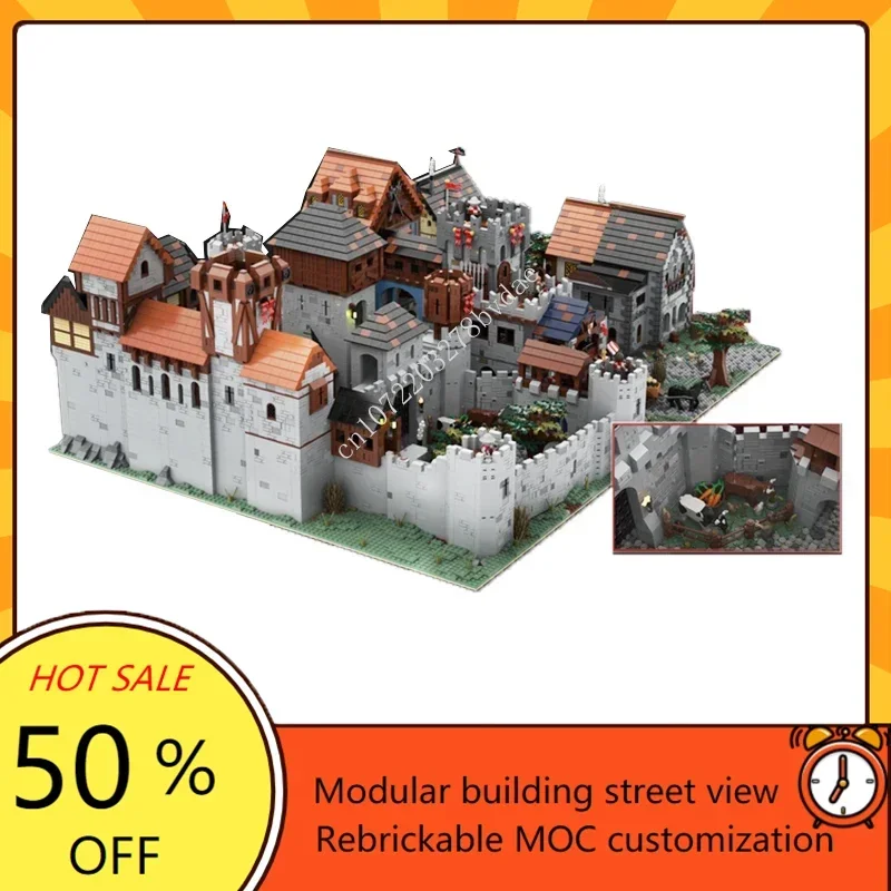 20331PCS Modular MOC Classic Scene Architecture Large Medieval Royal Village Castle Building Block Assembly Model Brick Toy Gift