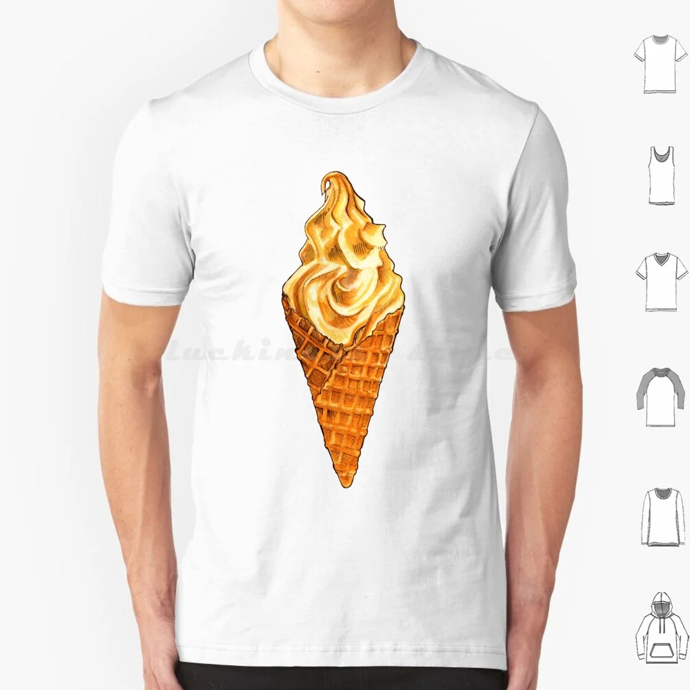 Vanilla Soft Serve Pattern T Shirt Cotton Men Women DIY Print Ice Cream Summer Retro Kitsch Cute Food