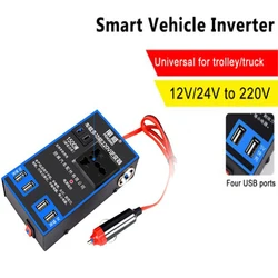 1pc 12V 24V a 220V Inverter di potenza per auto 1500W auto cellulare ricarica USB Inverter di potenza con 4 Inverter per veicoli USB